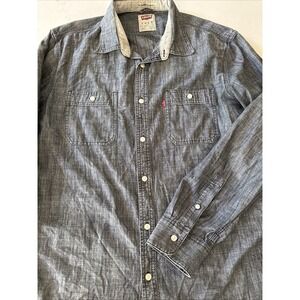Levis Chambray Shirt Mens XL‎ Modern Fit Black Button-Up Long Sleeve Retro Work